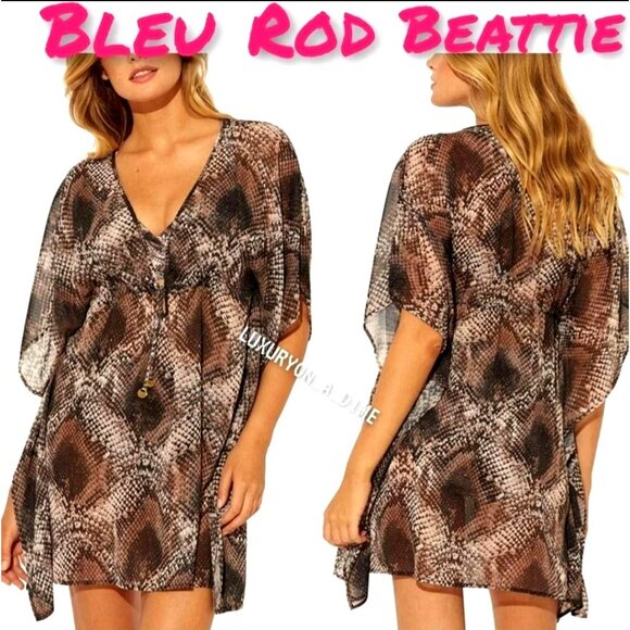 BLEU ROD BEATTIE Cover-up Swimwear Snake Skin Games Caftan Swimsuit Cover - Picture 9 of 9